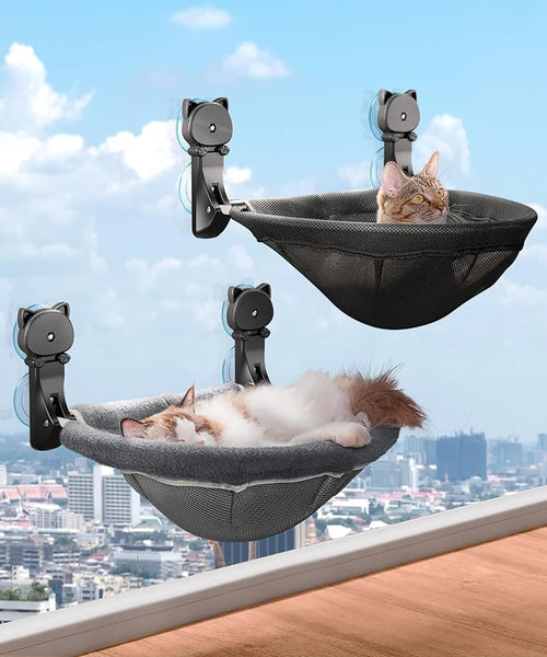 2 Pack Cat Window Perch Cordless, Kitty Hammock by JUNSPOW