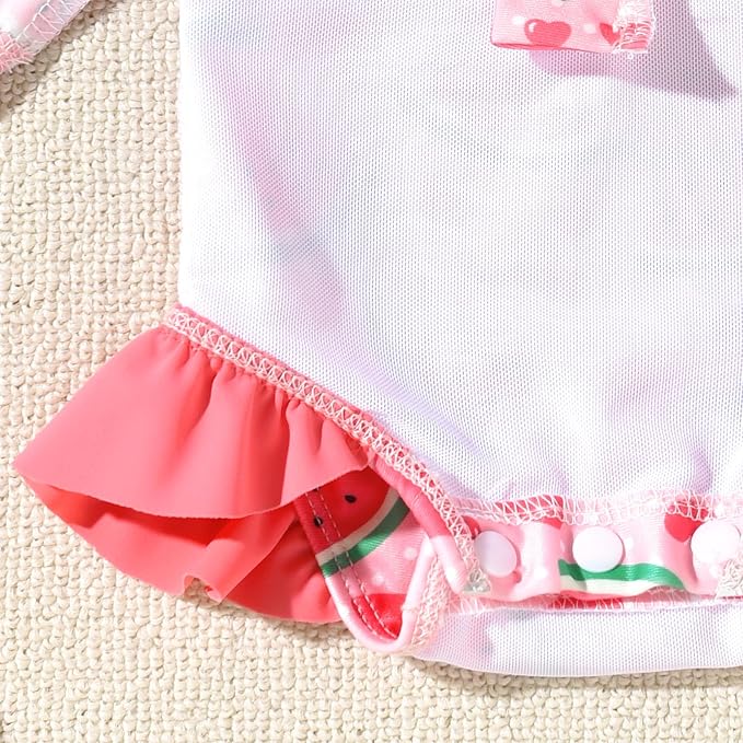 Aalizzwell Baby Girls Long Sleeve One Piece Swimsuit with Hat