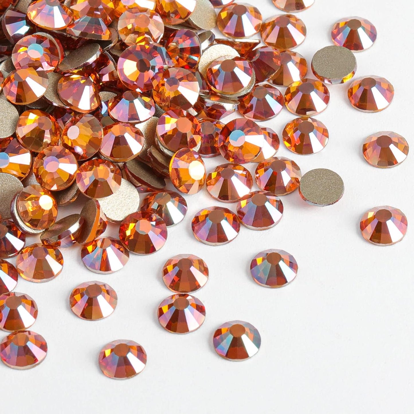 Beadsland 1440 Pieces Flat Back Crystal Rhinestones Round Gems,Amber,SS16,3.8-4.0mm