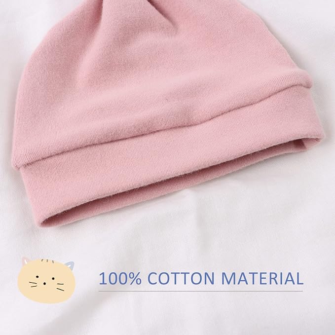 JANGANNSA Newborn Baby Hat Infant Baby Boys Beanie Top Knot Stretchy Hats for Girls 100% Organic Cotton