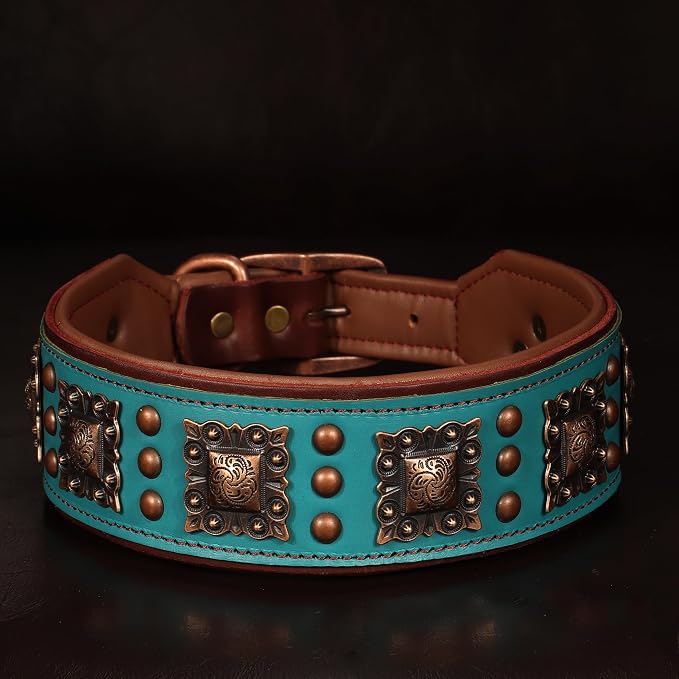 PET ARTIST Upgrade Padded Leather Dog Collar, 2 inch Wide Genuine Leather Dog - Image 8