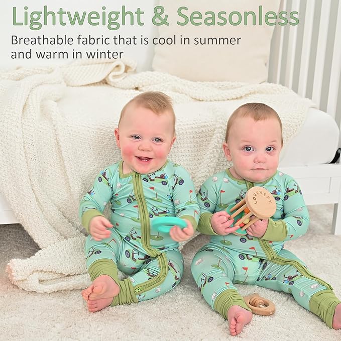 LollyBanks Baby Pajamas, 2-Way Zipper Romper, 95% Viscose Made from Bamboo and 5% Spandex, Baby Sleepers