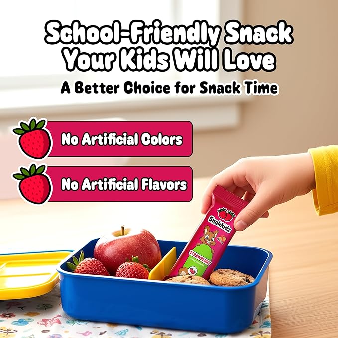Snakkidz Organic Chewy Granola Bar, Allergen Free, Made with Avocado Oil, Low Sugar (15 Bars, Strawberry)