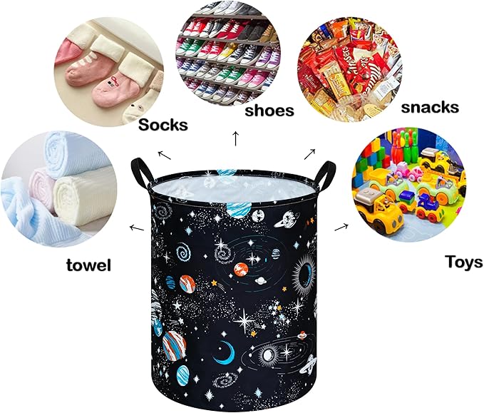 Round Laundry Hamper Storage Basket Laundry Organizer Hamper Storage Bins Clothes and Toys Box Nursery Hamper Gift Basket For Kids with Handles