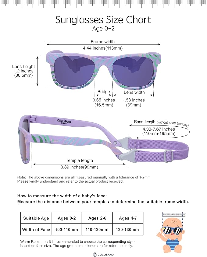 COCOSAND Flexible Baby Sunglasses with Strap Polarized UV Protection for Toddler Infant Newborn Boy Girl Age 0-24 Months