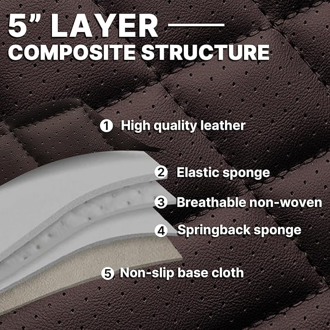 Car Seat Cover Full Set, Seat Cover for Cars, Car Seat Cover Car Seat Protector Waterproof Leather Car Seat Cushion Full Coverage Seat Cover Front and Back Seat Fit for Most Cars(5 Seat,Brown&Beige)
