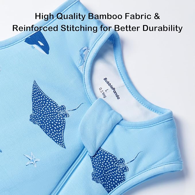 BubblePanda Rayon Made from Bamboo Sleep Sack 18-24 Months 0.5 Tog Soft Lightweight Toddler Sleep Sack 2t for Babies 2-Way Zipper Wearable Blanket Baby 18 Months