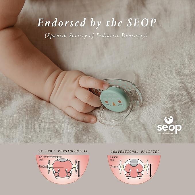 Suavinex Bonhomia SX PRO Physiological Pacifier, Supports Breastfeeding Babies, Pacifiers for 6-18 Months, Baby Pacifier, Baby Accessories, (Mint)