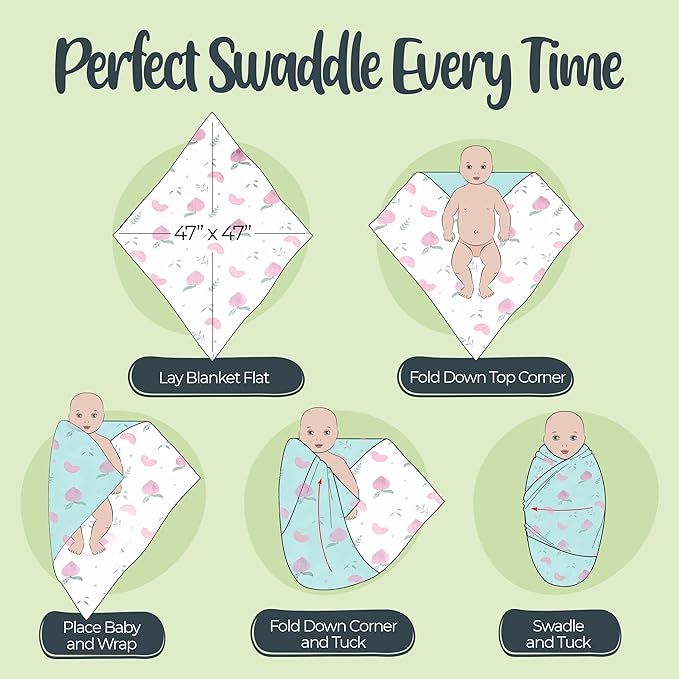 BabySparrow 3 Pack Muslin Swaddle Blankets - Soft, Lightweight, Breathable Cotton Newborn Swaddle, Baby Girl and Baby Boy Receiving Blankets, 47 x 47 Inches, Nursery Essentials