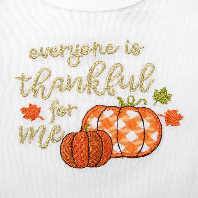 Baby Girl Holiday Outfit 4-Piece Set – Long Sleeve Bodysuit, Pants, Tutu Skirt & Headband – Halloween, Thanksgiving