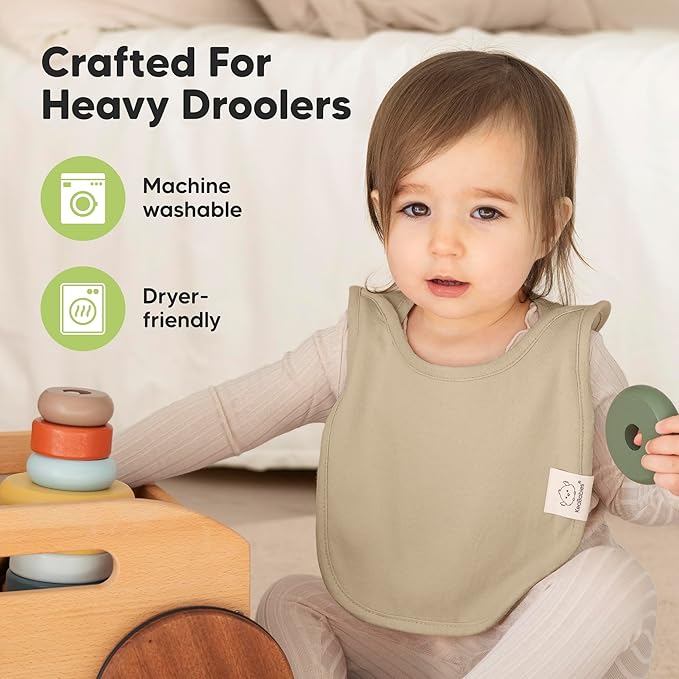 8-Pack Baby Bibs for Boys, Girls - Pullover Bibs for Drooling Teething Baby Girl & Boy Toddler, Newborn, Soft & Absorbent, Cute Colors, Large Torso Coverage Keep Infant Clean & Dry (Sahara)