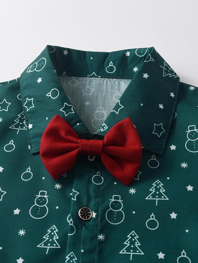 Boarnseorl Baby Boys Pants Sets,Toddler Gentleman Outfits, Infant Long Sleeve Shirt + Pants + Bow Tie + Suspenders