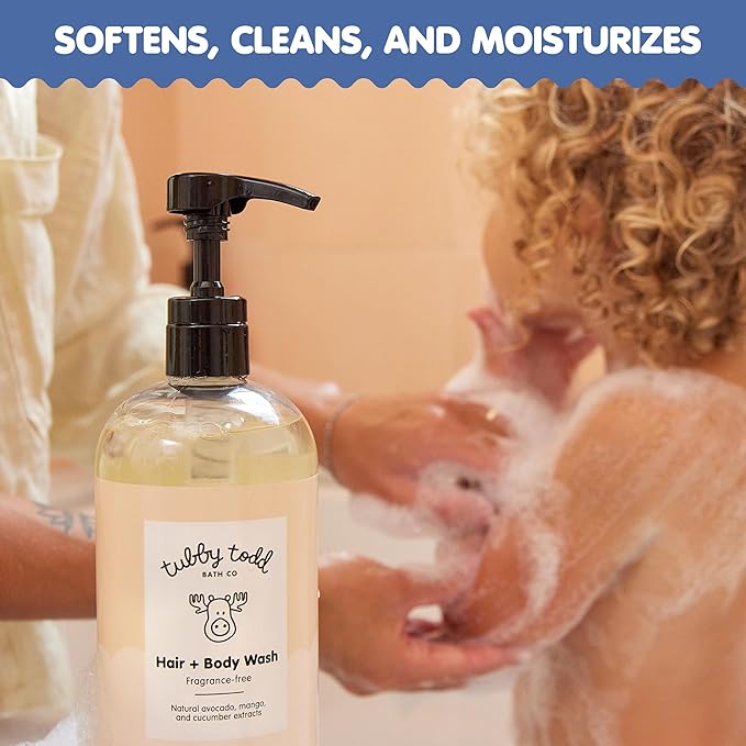 TUBBY TODD Hair + Body Wash - Baby Shampoo and Body Wash - Gentle, Natural Baby Was for Newborns, Babies, and Toddlers - Non-Toxic and Hypoallergenic - Fragrance-Free, 25oz