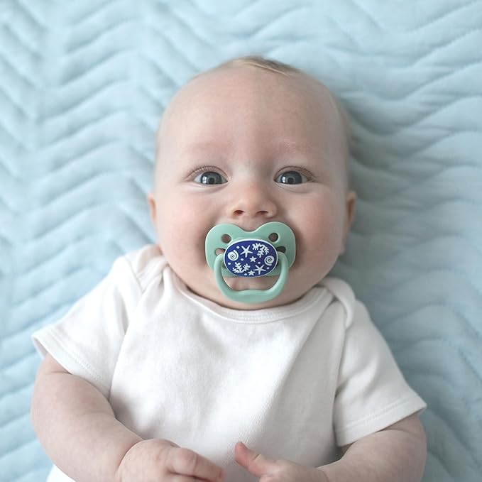 Dr. Brown's Advantage Baby Pacifiers, 0-6 Month, Blue, 2 Count and Dr. Brown's Advantage Baby Pacifiers, Glow-in-The-Dark, 0-6 Month Pacifiers, Blue, 2 Count
