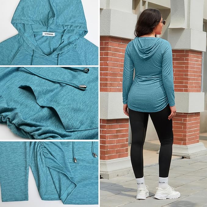 GINKANA Maternity Hoodie Long Sleeves Shirts Casual Maternity Top Pregnancy Sweatshirt Casual Clothes