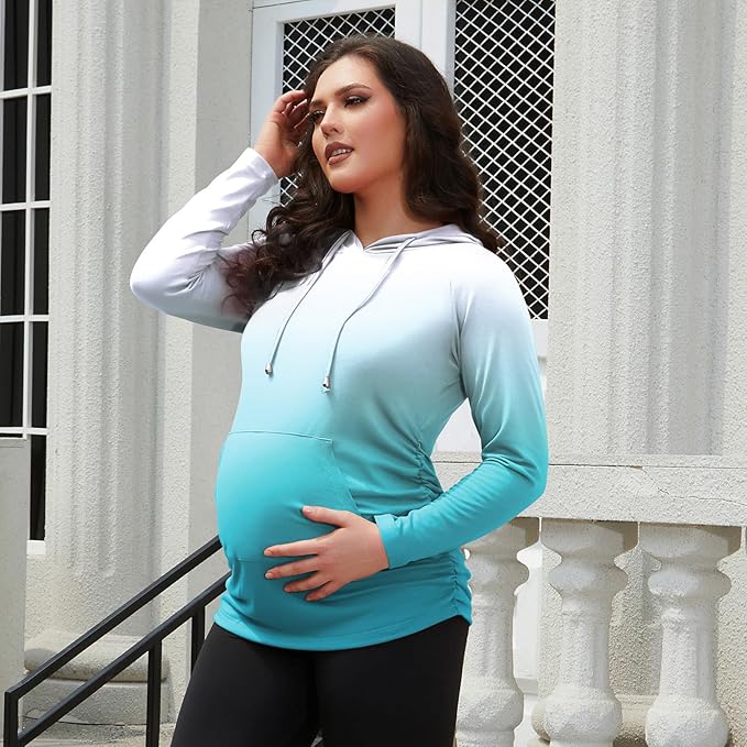 GINKANA Maternity Hoodie Long Sleeves Shirts Casual Maternity Top Pregnancy Sweatshirt Casual Clothes