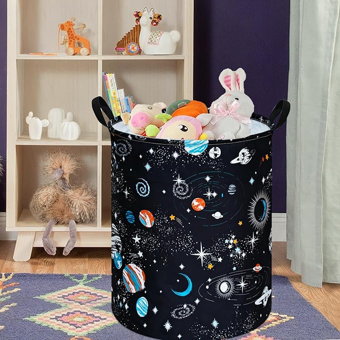 Round Laundry Hamper Storage Basket Laundry Organizer Hamper Storage Bins Clothes and Toys Box Nursery Hamper Gift Basket For Kids with Handles