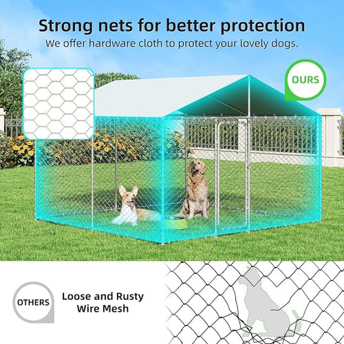 10x10 FT Outdoor Dog Kennel Outside - Image 2