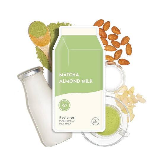 ESW Beauty Matcha Almond Milk - Radiance Plant-Based Milk Face Mask (6-Pack) - Revitalizing with Matcha Green Tea & Sweet Almond for Dull, Uneven Skin - Awakens & Revitalizes