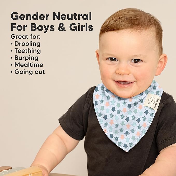 8-Pack Organic Baby Bandana Bibs for Boys, Girls - Super Absorbent Triangle Baby Bibs for Drooling and Teething Infant, 100% Cotton Extra Soft for Newborn, Infant 0-36 Months (Mesozoic)