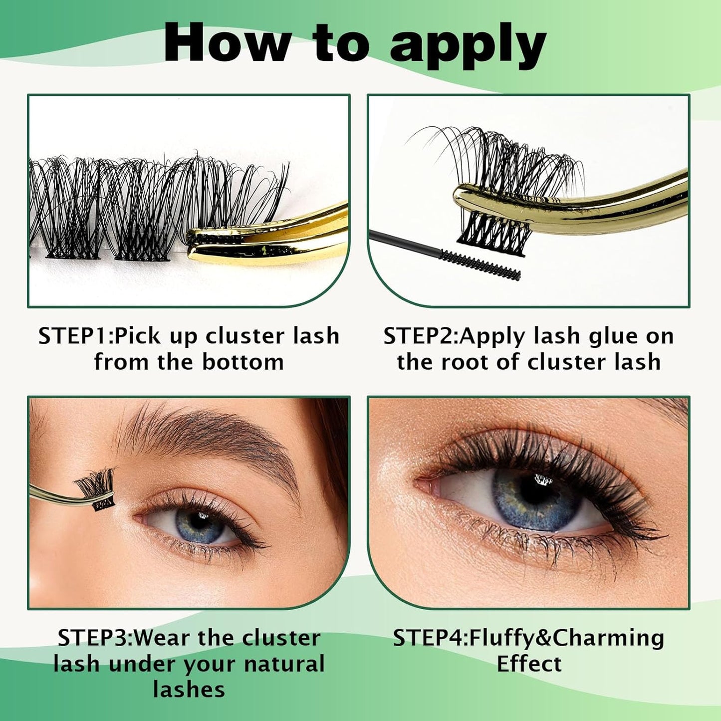 Lash Clusters 96pcs Individual Lashes Y11 D Curl 12mm Cluster Lashes KEYYOU Volume Wispy Lash Extension Soft&Comfortable Easy DIY at Home(Y11 D-12mm)