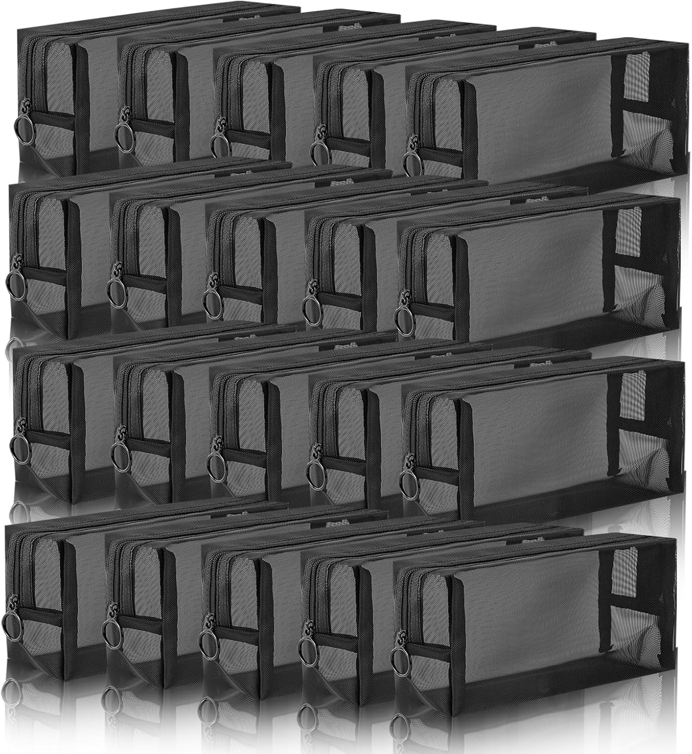 20 Pieces Mesh pouch, Mesh Makeup Bag Portable Makeup Pouch Travel Toiletry Bag for Makeup Organizer Home Office Travel Accessories, Mesh Cosmetic Bag with Zipper