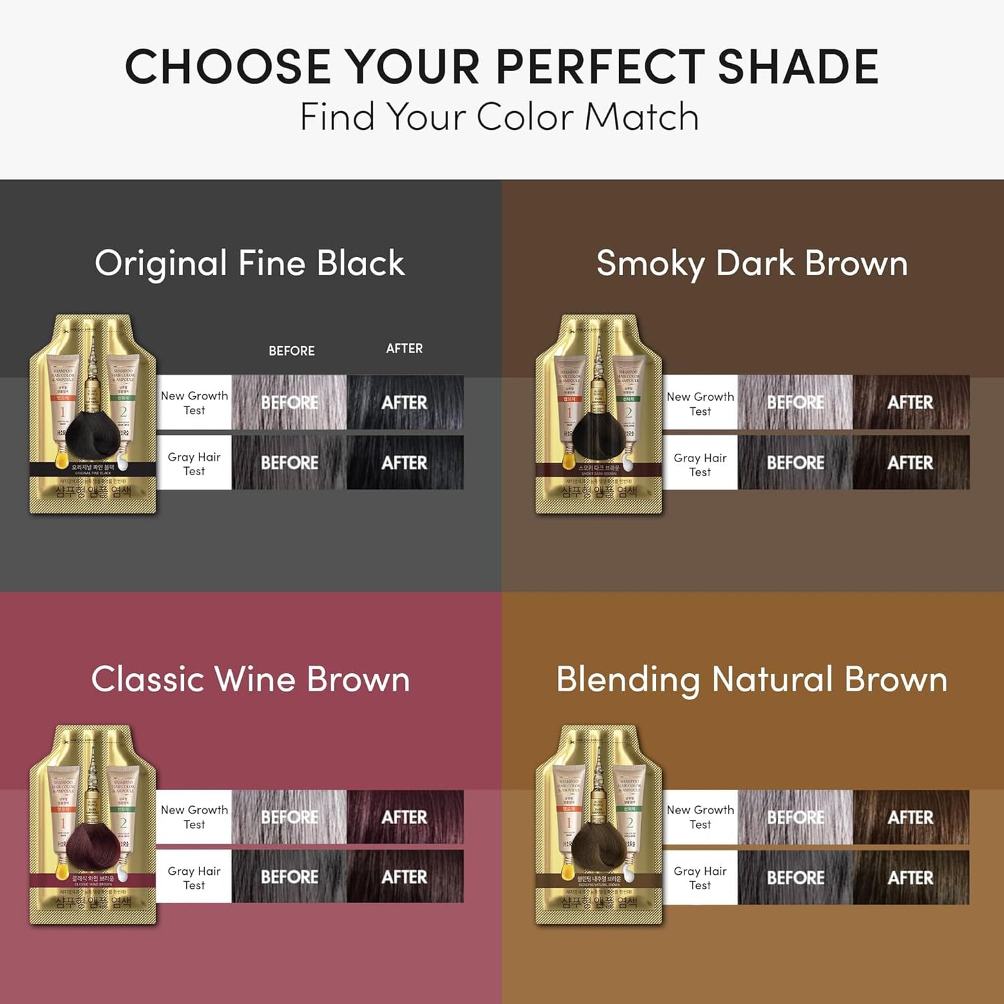 Instant Permanent Hair Color Dye Shampoo Ampoule - Paraben-Free, 5-Minute Easy and Fast Coloring, Keratin & Collagen, Made in Korea (Wine Brown)