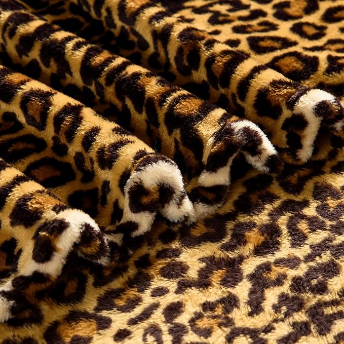 Bnuitland Leopard Print Fleece Flannel Throw Blanket, 300 GSM Double Sided - Image 6