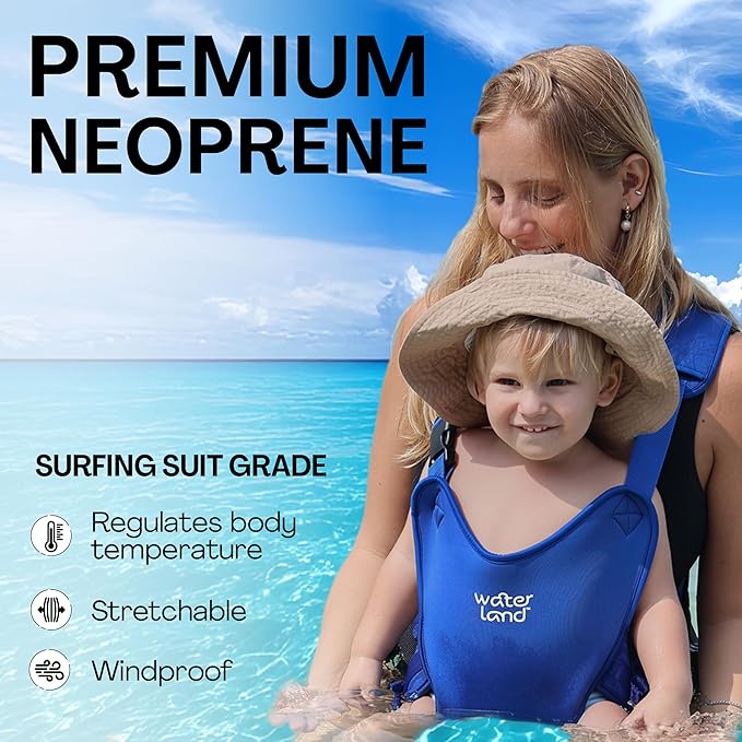 WaterLand Baby Carrier - Innovative Carrier You Can Use Both in Water & Land - Waterproof Infant Chest Holder with Adjustable Straps, Lightweight Toddler Harness for Pool & Beach (Black)