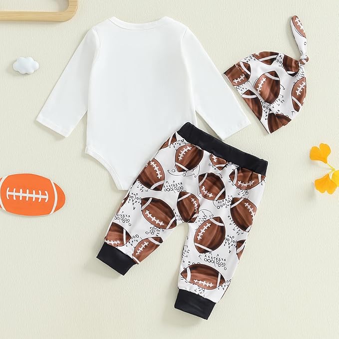 Baby Boy Hockey Outfit New Player in Town Long Sleeve Romper Long Pants Hat Set 3Pcs Newborn Fall Winter Clothes