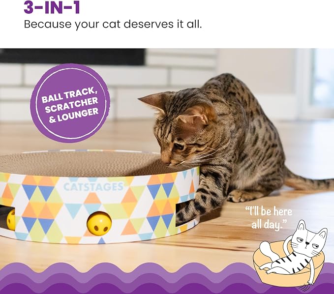 Catstages Bowl Track Scratcher Cat Ball-Track Toy, Corrugated Scratch, and - Image 2