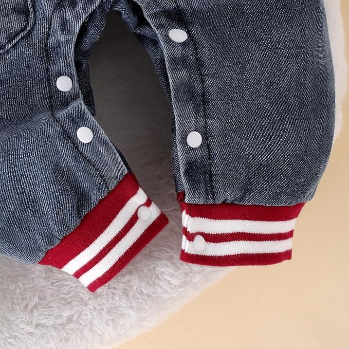 Baby Boy Clothes Fall Winter Outfits Long Sleeve Striped Romper Cute Cartoon Jeans Overalls Pants Set 0-18 Months