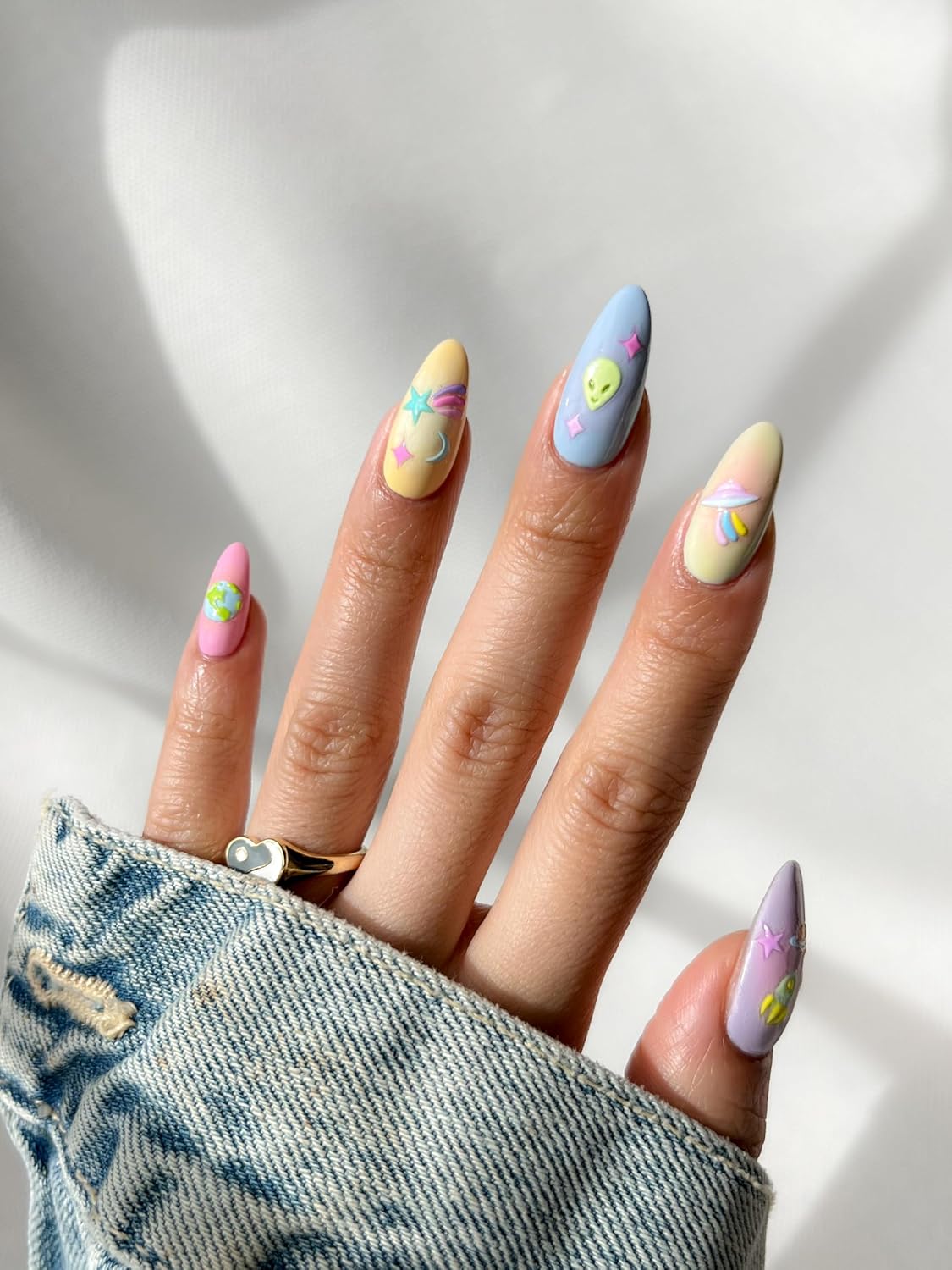 Spaced Out Nail Stickers - Lightweight & Easy-to-Apply Nail Art with Cute & Trendy Designs - Durable & Long-Lasting Nail Stickers for Women, Ideal for DIY Manicures