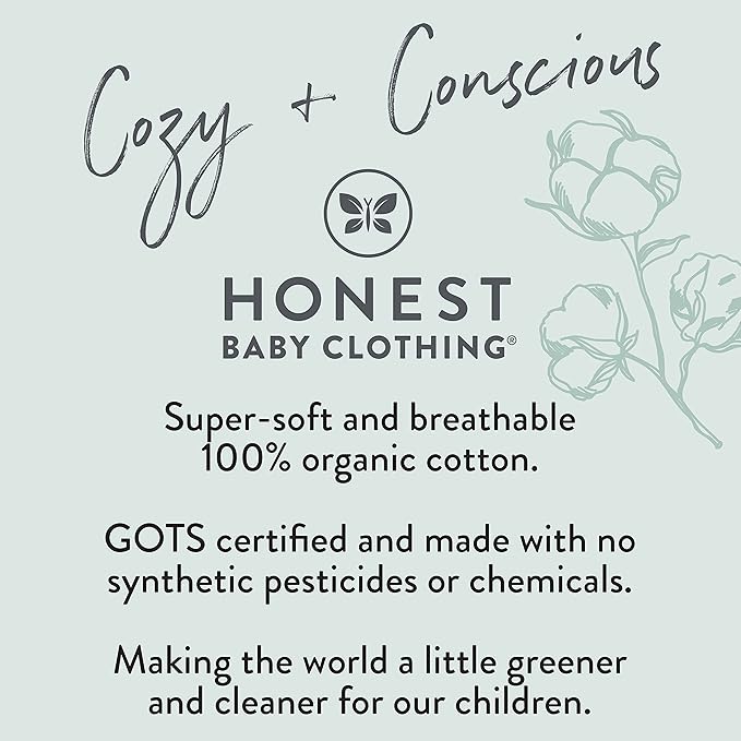 HonestBaby Sleep and Play Footed Pajamas One-Piece Sleeper Jumpsuit Zip-Front PJs 100% Organic Cotton for Baby Girls