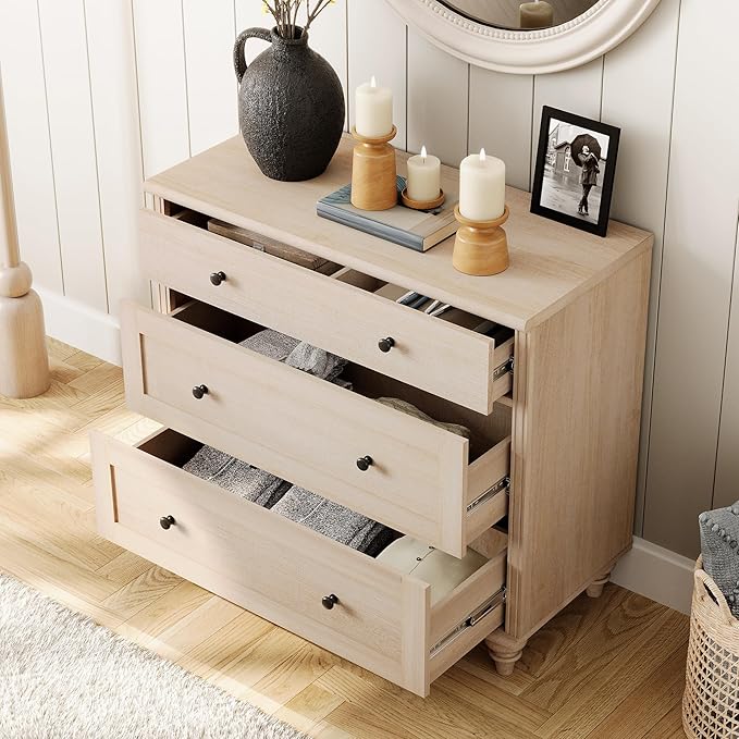 WAMPAT Kids Dresser with 9 Drawers, Baby Dressers with Wide Chest of Drawers, Mid Century Modern Wooden Closet Storage Organizer, Large Wood Dressers for Bedroom, Nursery, Hallway, Beige, 102 inch