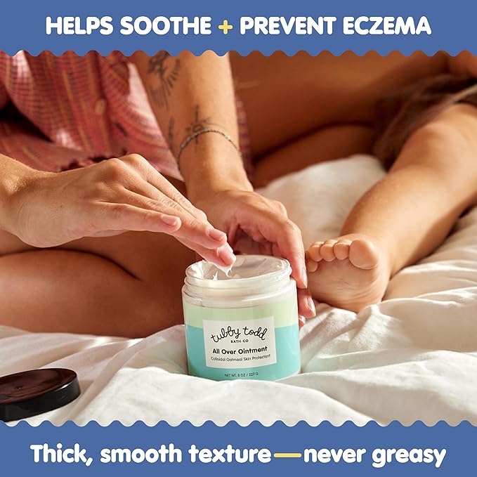 TUBBY TODD All Over Ointment Baby Eczema Cream, Everyday Multi-Purpose Baby Skin Relief Cream, Sensitive and Dry Skin, Rash & Irritation - Steroid & Gluten Free, Fragrance-Free, 8 oz, 2 Pack