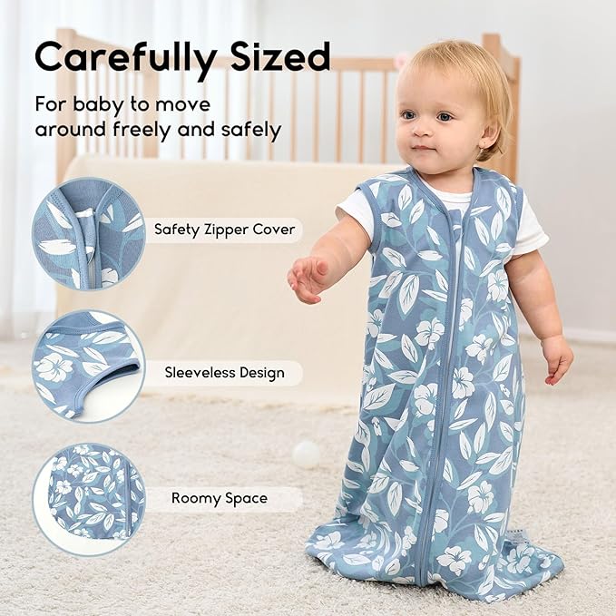 Yoofoss Baby Sleep Sack 0-6 Months 0.5 Tog Wearable Blanket for Baby, 3 Pack 100% Organic Cotton Infant Toddler Sleeping Sack 2-Way Zipper Lightweight Sleep Sack