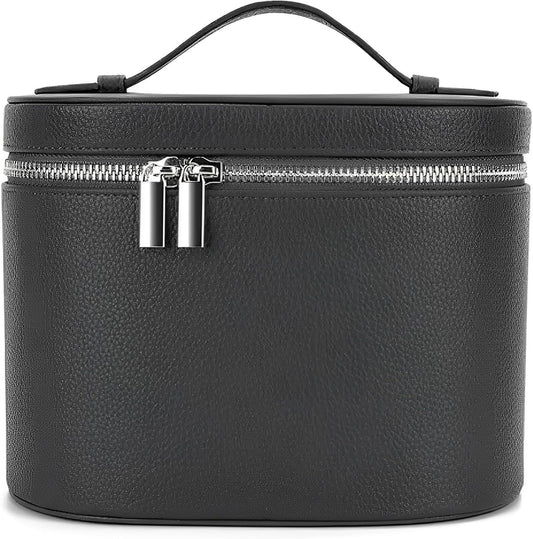 Upgrade Makeup Bag Travel Toiletry Bag Portable Cosmetic Makeup Organizer Bag Detachable Compartments(Black-dark and sophisticated style)