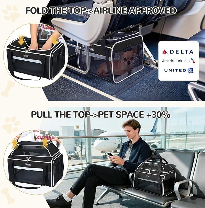 Lekereise Top-Expandable Pet Carrier 18x11x11Inch Delta American United Airline - Image 2