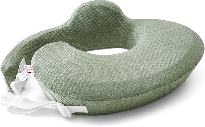 QSTEHEML Nursing Pillow for Breastfeeding - Adjustable Breastfeeding Pillows for Women with More Support & Removable Cover, Baby Feeding Pillow for Newborn Moms and Baby Essentials,Green