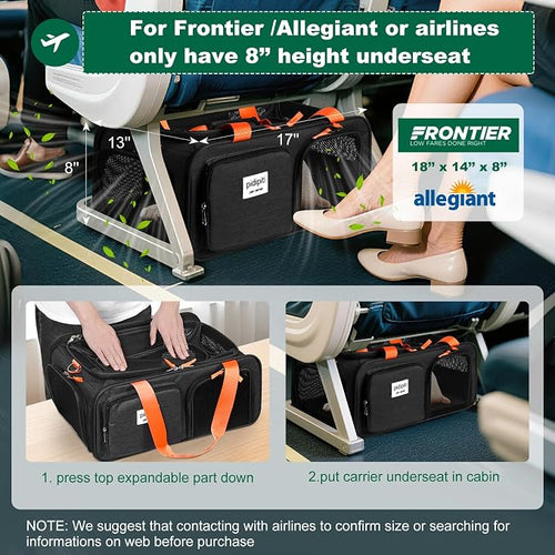 17x13x8 Frontier Allegiant Breeze Airlines Approved top Expandable pet Carrier - Image 2