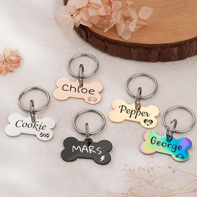 Anavia Small Size Dog Cat ID Tags, Small/XS Personalized Color Plated Stainless - Image 2