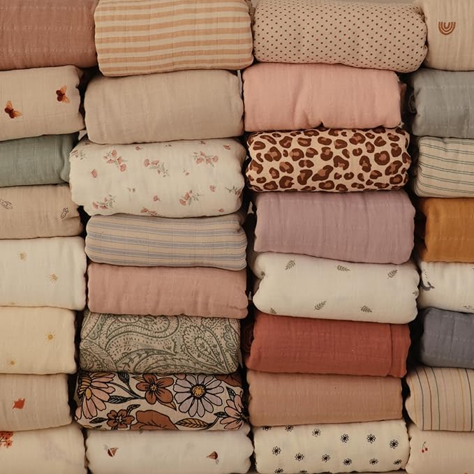 mushie Muslin Baby Swaddle Blanket | 100% Organic Cotton (Boats)