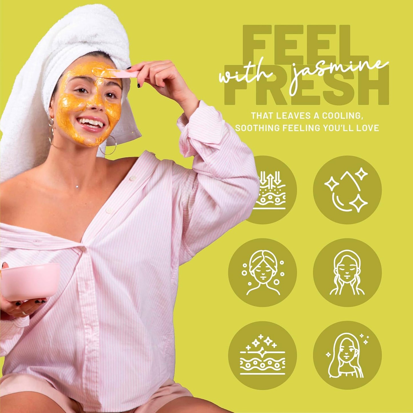 BRÜUN Peel-Off Jazmine Jelly Mask for Face Care – A 23 fl oz Rubber Mask Jar for 30 to 35 Treatments – A Skin Care Moisturizing Gel Mask of Spa Set for Men, Women and Adults