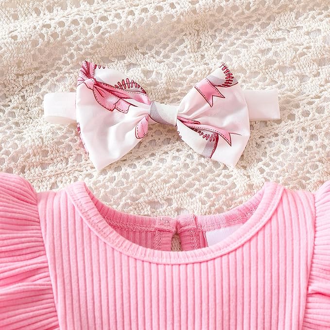 Chichoo Baby Girl Clothes Infant Fall Winter Outfits Newborn Long Sleeve Romper Dress Ruffle Bodysuit With Headband