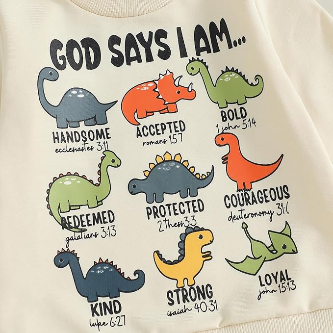 Nyapruwe Toddler Baby Boy Fall Outfit Funny Print Long Sleeve Sweatshirt Joggers Pants Set Kids Warm Winter Clothes