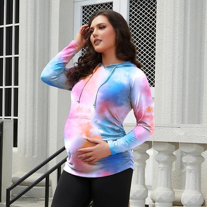 GINKANA Maternity Hoodie Long Sleeves Shirts Casual Maternity Top Pregnancy Sweatshirt Casual Clothes