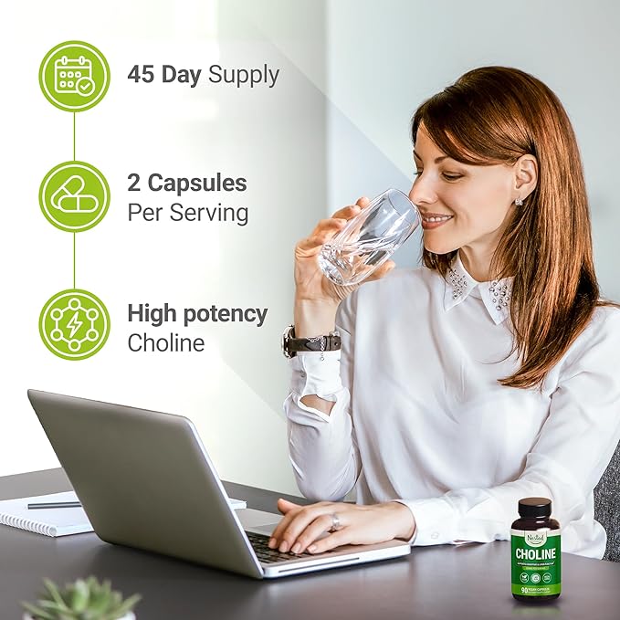Nested Naturals Choline Bitartrate 500mg - High Potency Choline Supplements - Supports Maternal & Fetal Health During Pregnancy* - 100% Vegan & Non-GMO - 2-Pack (180 Vegan Capsules)