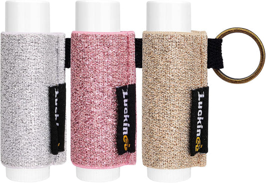 Lip Balm Keychain - Shinny Chapstick & Lipstick Holder - Tight Elastic Holder for Fat & Slim Lip Balms