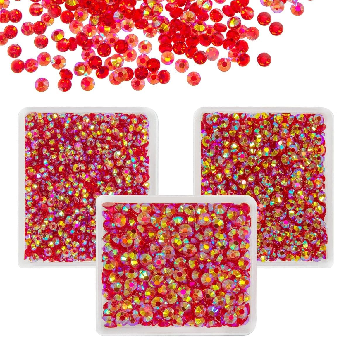 Transparent Clear Red AB Resin Rhinestones for Crafting 3mm 4mm 5mm Flatback Jelly Stones Gems Diamonds Crystals Charms for Nails Face Eyes Makeup Tumblers Bottles Mugs DIY Crafts Clothes Shoes